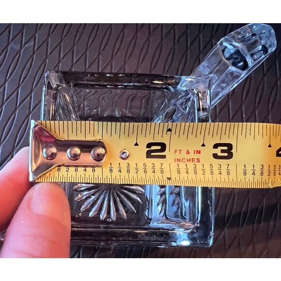 Heisey Clear Quatro Fine Crystal Open Sugar Bowl Vase Heavy Glass Square Handles - Picture 9 of 12